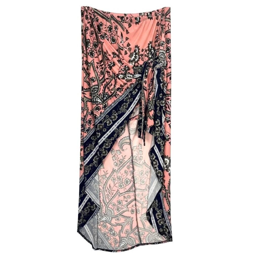 VENUS Women's SKORT High Low WRAP Over Shorts FLORAL PAISLEY Coral Navy Size XL